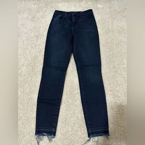J Brand Leenah Super High Rise Skinny Jeans Dark Blue Size 26 Fray